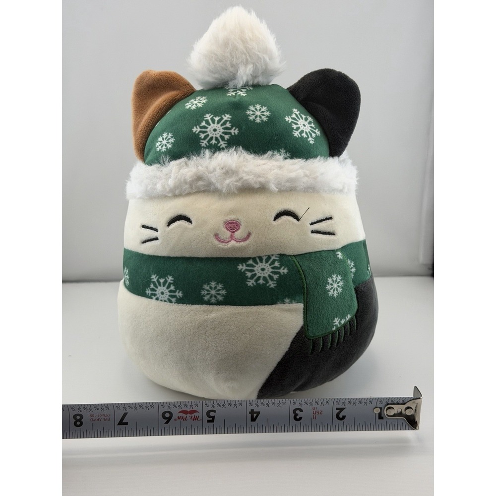 Squishmallows Cam the Calico Cat 8 Inch Holiday Winter Hat Scarf Plush Snowflake